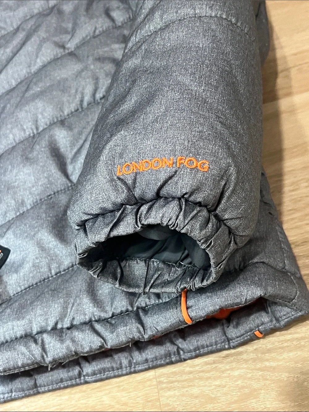 London Fog Kids Active Puffer Jacket Winter Coat Gray & Orange, Size M 10-12